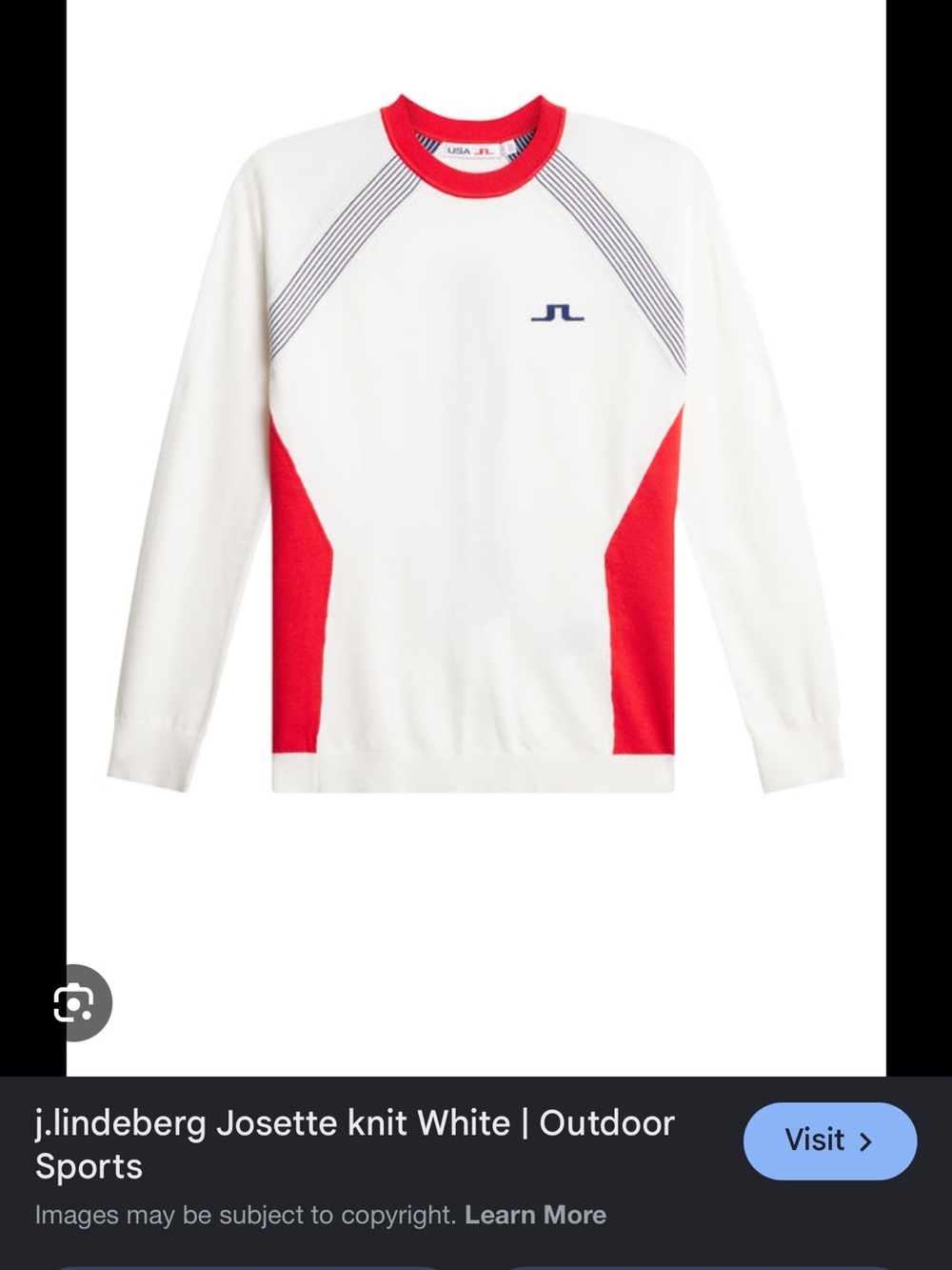J.Lindeberg White Crewneck Sweater with Red Accents